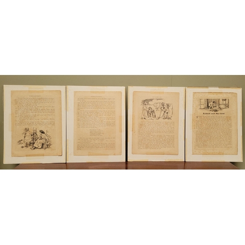 193 - A SET OF FIVE MOUNTED CHILDREN’S BOOK ILLUSTRATIONS BY HELEB STRATTON, includes scenes from Rumpelst... 