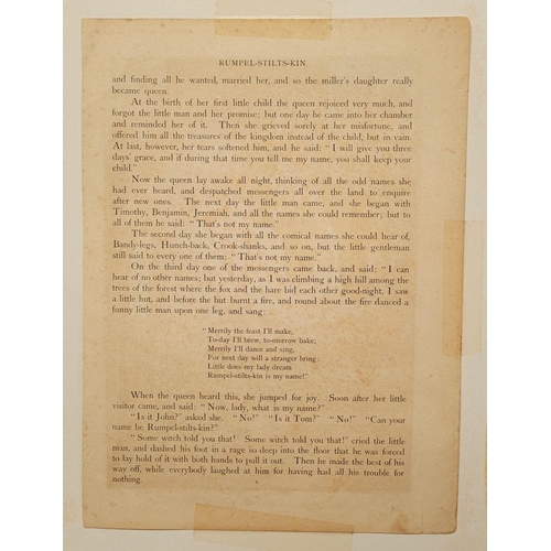 193 - A SET OF FIVE MOUNTED CHILDREN’S BOOK ILLUSTRATIONS BY HELEB STRATTON, includes scenes from Rumpelst... 