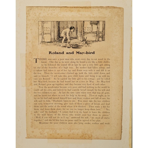 193 - A SET OF FIVE MOUNTED CHILDREN’S BOOK ILLUSTRATIONS BY HELEB STRATTON, includes scenes from Rumpelst... 