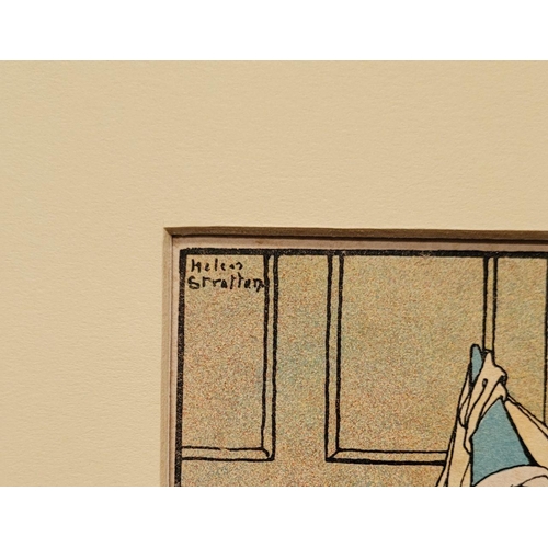 193 - A SET OF FIVE MOUNTED CHILDREN’S BOOK ILLUSTRATIONS BY HELEB STRATTON, includes scenes from Rumpelst... 