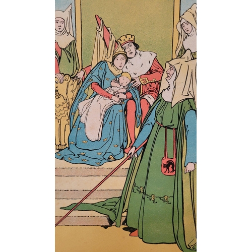 193 - A SET OF FIVE MOUNTED CHILDREN’S BOOK ILLUSTRATIONS BY HELEB STRATTON, includes scenes from Rumpelst... 