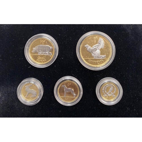 204 - A COLLECTION OF IRISH GOLDEN PREDECIMAL COINS, layered with 24 carat gold and accented with rhodium-... 