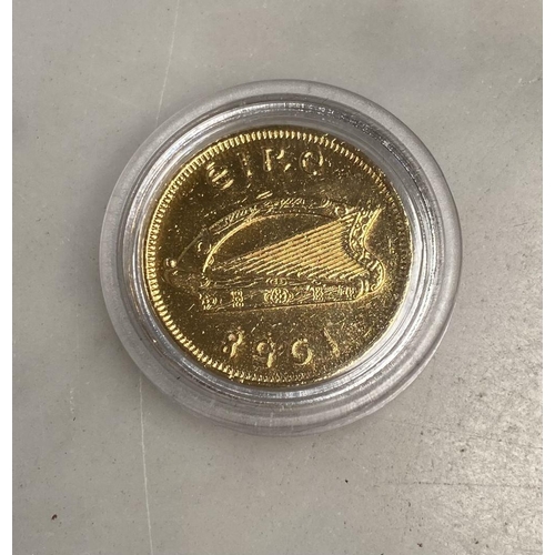204 - A COLLECTION OF IRISH GOLDEN PREDECIMAL COINS, layered with 24 carat gold and accented with rhodium-... 