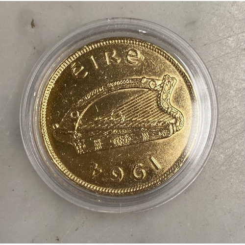 204 - A COLLECTION OF IRISH GOLDEN PREDECIMAL COINS, layered with 24 carat gold and accented with rhodium-... 