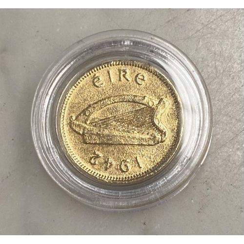 204 - A COLLECTION OF IRISH GOLDEN PREDECIMAL COINS, layered with 24 carat gold and accented with rhodium-... 
