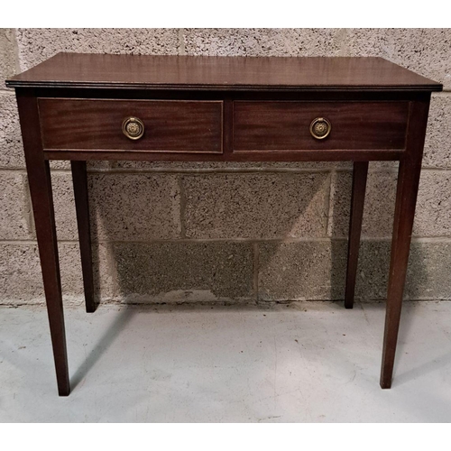 222 - A FINE 19TH CENTURY MAHOGANY SIDE TABLE/WRITING DESK with chamfered edge, having a pair of cock-bead... 