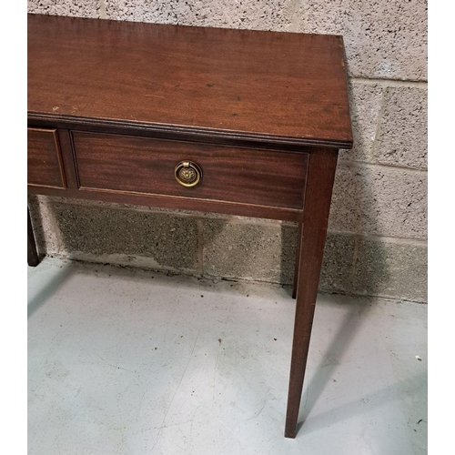 222 - A FINE 19TH CENTURY MAHOGANY SIDE TABLE/WRITING DESK with chamfered edge, having a pair of cock-bead... 