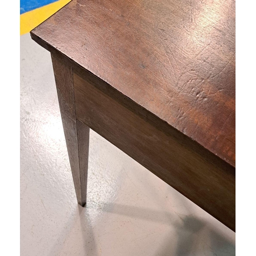 222 - A FINE 19TH CENTURY MAHOGANY SIDE TABLE/WRITING DESK with chamfered edge, having a pair of cock-bead... 