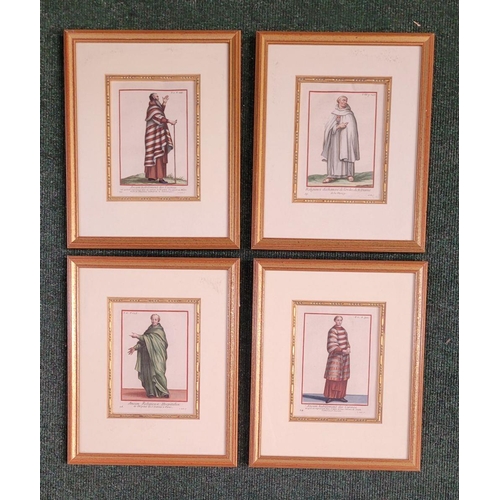227 - A SET OF FOUR FRAMED COPPERPLATE HANDCOLOURED ILLUSTRATION PRINTS – FROM THE BOOK: ‘Histoire Des Ord... 