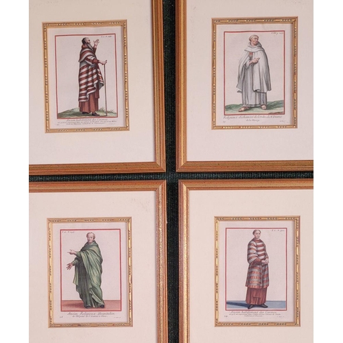 227 - A SET OF FOUR FRAMED COPPERPLATE HANDCOLOURED ILLUSTRATION PRINTS – FROM THE BOOK: ‘Histoire Des Ord... 