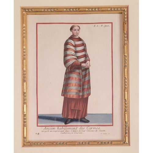 227 - A SET OF FOUR FRAMED COPPERPLATE HANDCOLOURED ILLUSTRATION PRINTS – FROM THE BOOK: ‘Histoire Des Ord... 