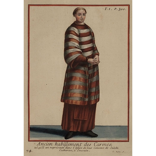 227 - A SET OF FOUR FRAMED COPPERPLATE HANDCOLOURED ILLUSTRATION PRINTS – FROM THE BOOK: ‘Histoire Des Ord... 