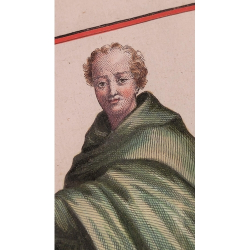 227 - A SET OF FOUR FRAMED COPPERPLATE HANDCOLOURED ILLUSTRATION PRINTS – FROM THE BOOK: ‘Histoire Des Ord... 