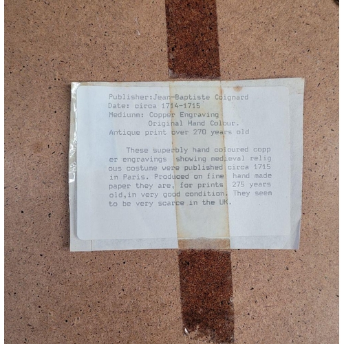 227 - A SET OF FOUR FRAMED COPPERPLATE HANDCOLOURED ILLUSTRATION PRINTS – FROM THE BOOK: ‘Histoire Des Ord... 