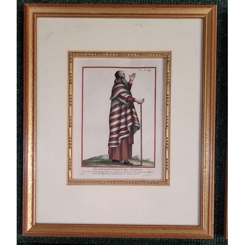 227 - A SET OF FOUR FRAMED COPPERPLATE HANDCOLOURED ILLUSTRATION PRINTS – FROM THE BOOK: ‘Histoire Des Ord... 