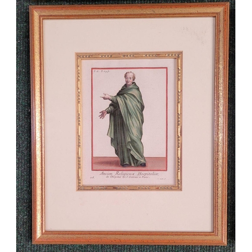 227 - A SET OF FOUR FRAMED COPPERPLATE HANDCOLOURED ILLUSTRATION PRINTS – FROM THE BOOK: ‘Histoire Des Ord... 