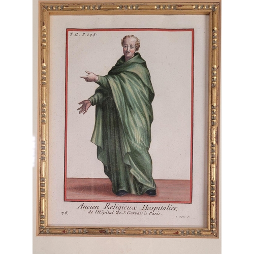 227 - A SET OF FOUR FRAMED COPPERPLATE HANDCOLOURED ILLUSTRATION PRINTS – FROM THE BOOK: ‘Histoire Des Ord... 