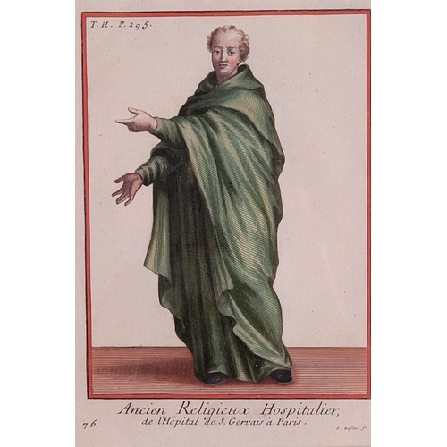 227 - A SET OF FOUR FRAMED COPPERPLATE HANDCOLOURED ILLUSTRATION PRINTS – FROM THE BOOK: ‘Histoire Des Ord... 