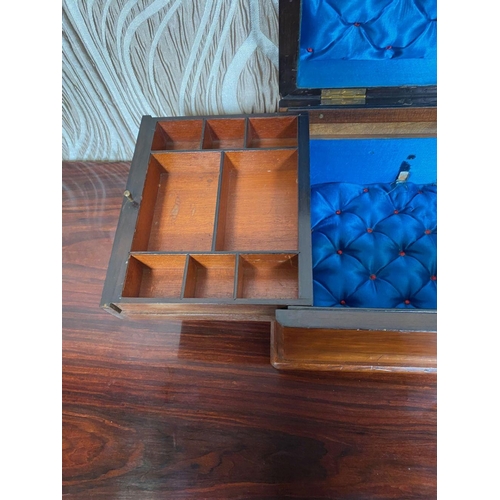 64 - A VERY GOOD QUALITY 19TH CENTURY WALNUT JEWELLERY BOX, this is a very good jewellery box, to the lid... 