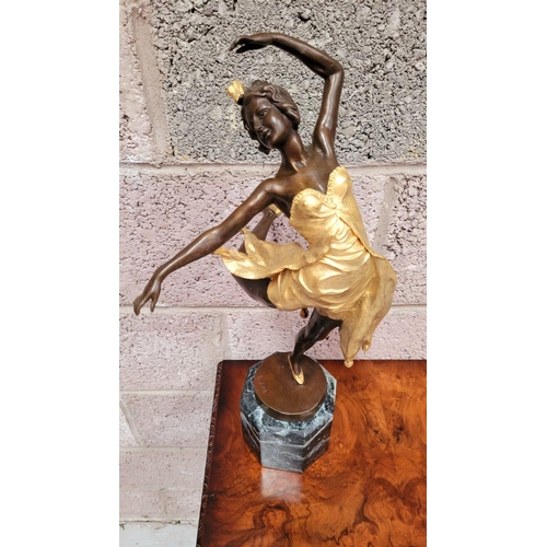 66 - AFTER BRUNO ZACH (UKRAINIAN, 1891-1945), DANCING FEMALE FIGURE, a beautiful bronze & gilt painted or... 