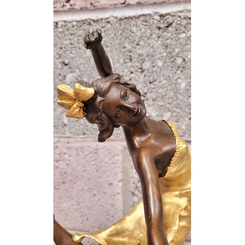66 - AFTER BRUNO ZACH (UKRAINIAN, 1891-1945), DANCING FEMALE FIGURE, a beautiful bronze & gilt painted or... 