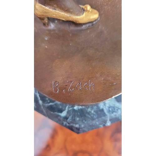 66 - AFTER BRUNO ZACH (UKRAINIAN, 1891-1945), DANCING FEMALE FIGURE, a beautiful bronze & gilt painted or... 