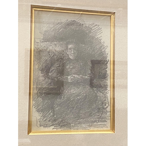 72 - JOHN BUTLER YEATS RHA (1839-1922), ‘ELIZABETH YEATS, pencil on paper, dimensions: 41.5cm x 47cm appr... 