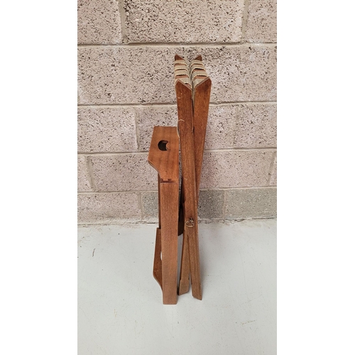 73 - A GOOD FOLDING BUTLER’S TRAY STAND, the tray with raised gallery sides has a pair of kidney shaped p... 