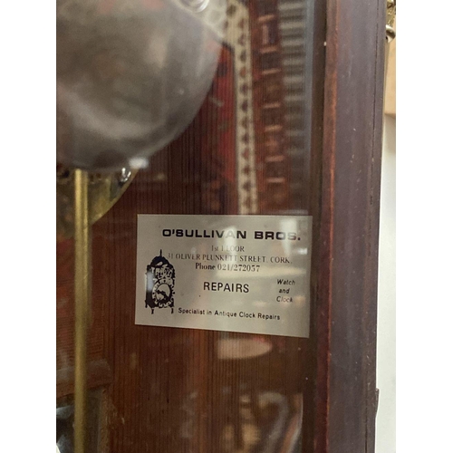 76 - A LATE 19TH CENTURY ASTRAGAL GLAZED MAHOGANY MANTEL CLOCK, with ormolu style mounts to the front, th... 