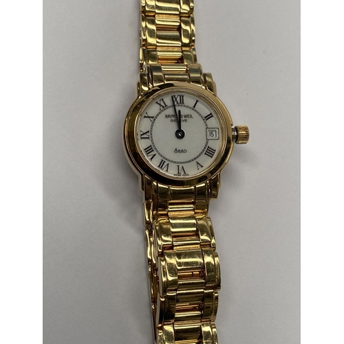 80 - A RAYMOND WEIL GENEVE SAXO LADIES 18K ELECTROPLATED QUARTZ WRISTWATCH, the face diameter is 27.5mm, ... 