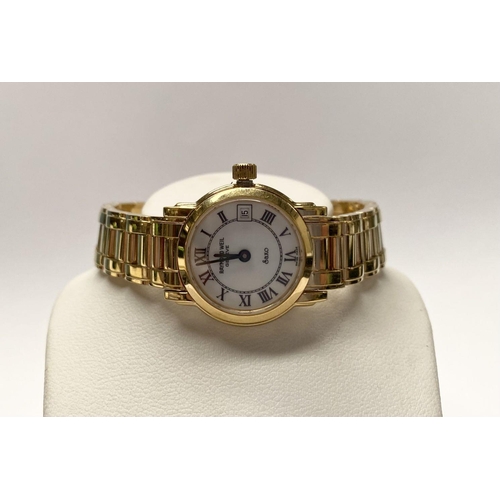 80 - A RAYMOND WEIL GENEVE SAXO LADIES 18K ELECTROPLATED QUARTZ WRISTWATCH, the face diameter is 27.5mm, ... 