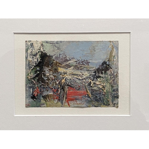 86 - JOHN KINGERLEE, (IRISH, B. 1936), LANDSCAPE – SKIB, mixed media on card, signed with artist’s monogr... 