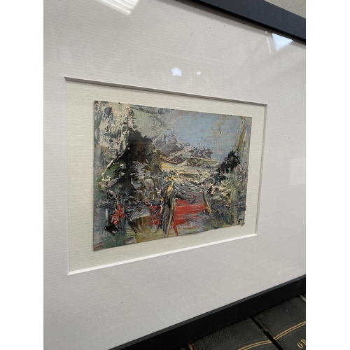 86 - JOHN KINGERLEE, (IRISH, B. 1936), LANDSCAPE – SKIB, mixed media on card, signed with artist’s monogr... 