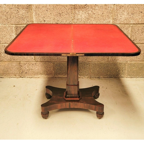 91 - AN EXCEPTIONAL EARLY 19TH CENTURY ROSEWOOD INLAID FOLD OVER CARD TABLE, this is a beautifully crafte... 