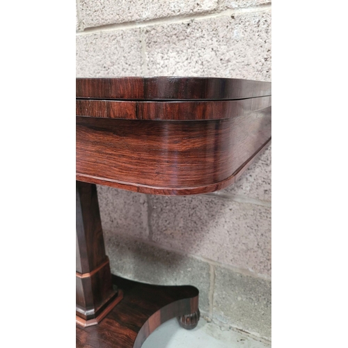 91 - AN EXCEPTIONAL EARLY 19TH CENTURY ROSEWOOD INLAID FOLD OVER CARD TABLE, this is a beautifully crafte... 