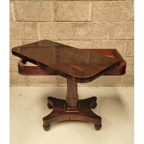 91 - AN EXCEPTIONAL EARLY 19TH CENTURY ROSEWOOD INLAID FOLD OVER CARD TABLE, this is a beautifully crafte... 