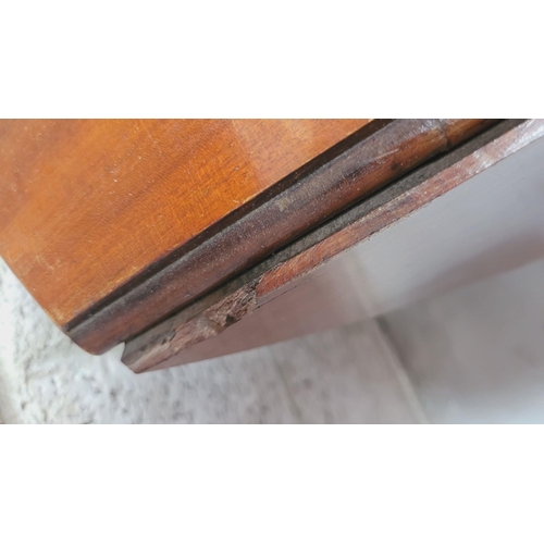 92 - AN IRISH GEORGIAN MAHOGANY DROP LEAF ‘HUNTS’ TABLE, the deep ‘D’ shaped leaves lift up and rest on a... 