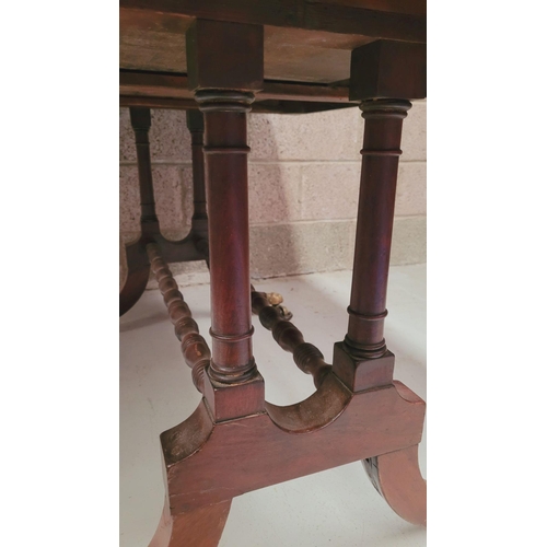 93 - A VERY GOOD QUALITY IRISH REGENCY CUBAN MAHOGANY DROP LEAF SOFA TABLE, with two frieze drawers & two... 