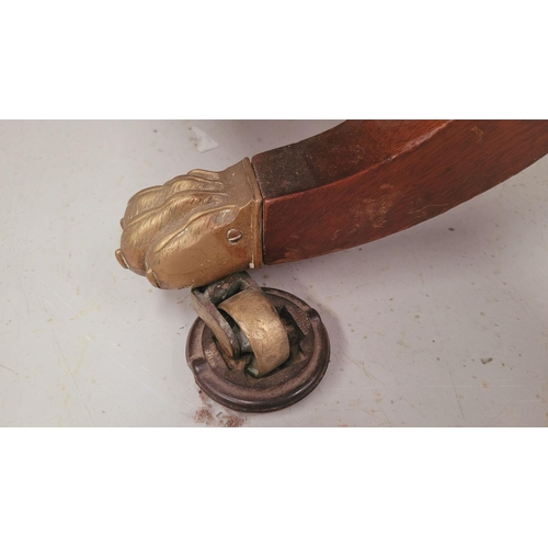 93 - A VERY GOOD QUALITY IRISH REGENCY CUBAN MAHOGANY DROP LEAF SOFA TABLE, with two frieze drawers & two... 