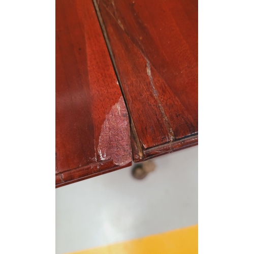 93 - A VERY GOOD QUALITY IRISH REGENCY CUBAN MAHOGANY DROP LEAF SOFA TABLE, with two frieze drawers & two... 