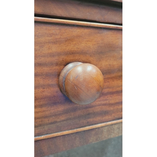 96 - A 19TH CENTURY MAHOGANY TWO DRAWER SIDE BOARD / SERVER / TABLE, with raised three-quarter gallery to... 