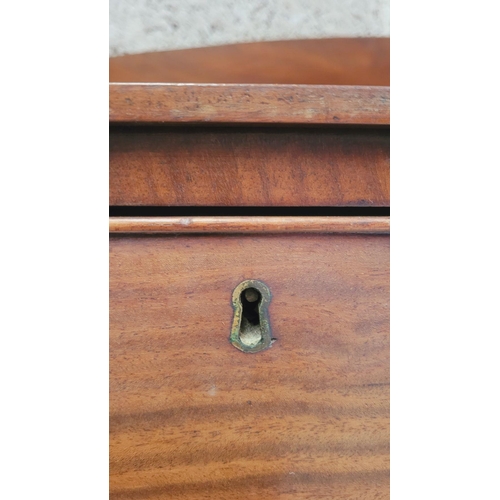 96 - A 19TH CENTURY MAHOGANY TWO DRAWER SIDE BOARD / SERVER / TABLE, with raised three-quarter gallery to... 