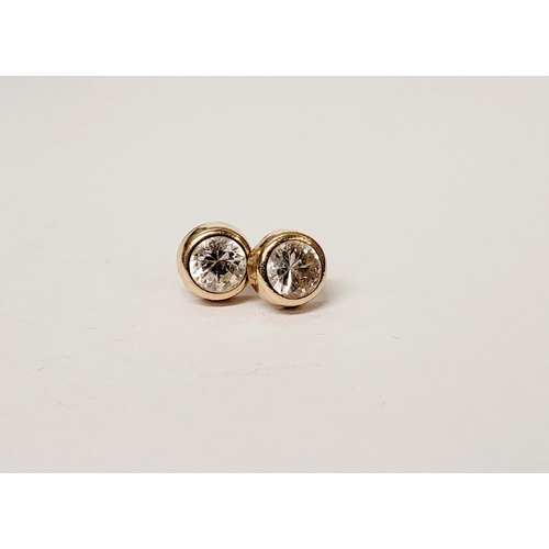 108 - A PAIR OF 9CT YELLOW GOLD CLEAR GEMSTONE STUD EARRINGS, marked 375 to the gold, nice bright coloured... 