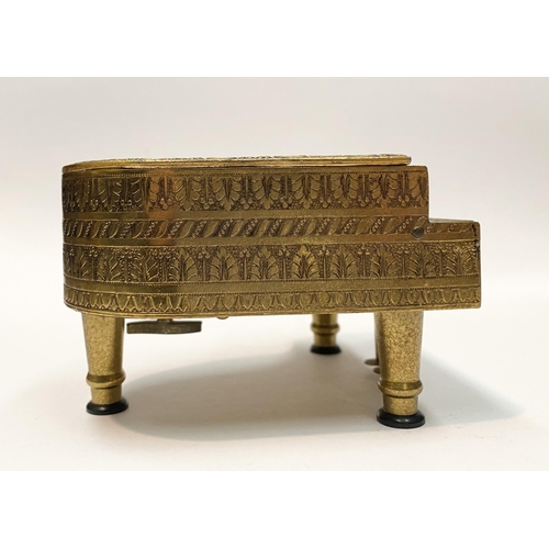 11 - A CHARMING AUSTRIAN GILT ORMOLU PIANO MUSIC BOX, by Reuge, this miniature piano is decorated with a ... 