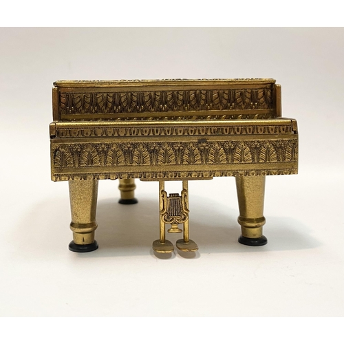 11 - A CHARMING AUSTRIAN GILT ORMOLU PIANO MUSIC BOX, by Reuge, this miniature piano is decorated with a ... 