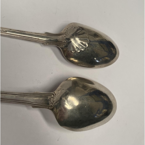 111 - TWO GEORGE IV IRISH SILVER TABLESPOONS, In the Kings pattern. Makers marks rubbed, Hallmarked London... 