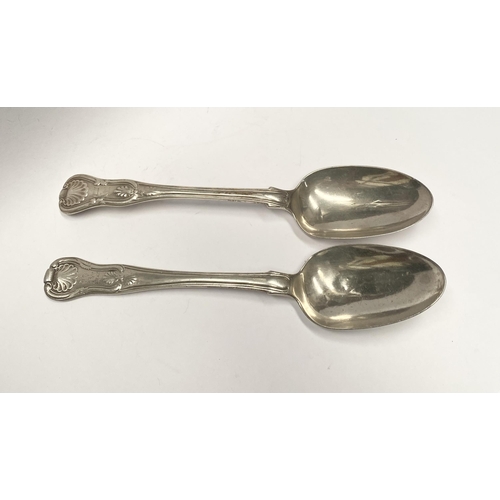 111 - TWO GEORGE IV IRISH SILVER TABLESPOONS, In the Kings pattern. Makers marks rubbed, Hallmarked London... 