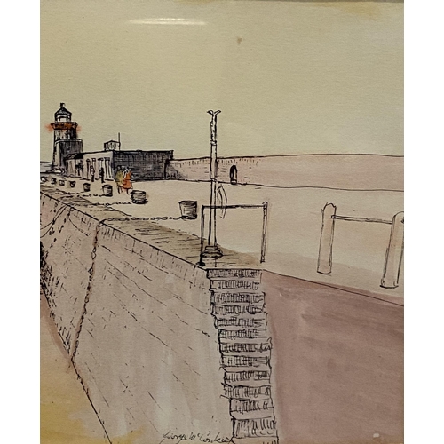 119 - GEORGE MCCONKEY (Irish, 20th Century), ‘HOWTH HARBOUR’, watercolour and ink on paper, signed lower r... 