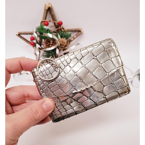 12 - AN EARLY 20TH CENTURY EDWARDIAN SILVER EVENING ‘DANCE CARD’ PURSE of rectangular envelope form with ... 