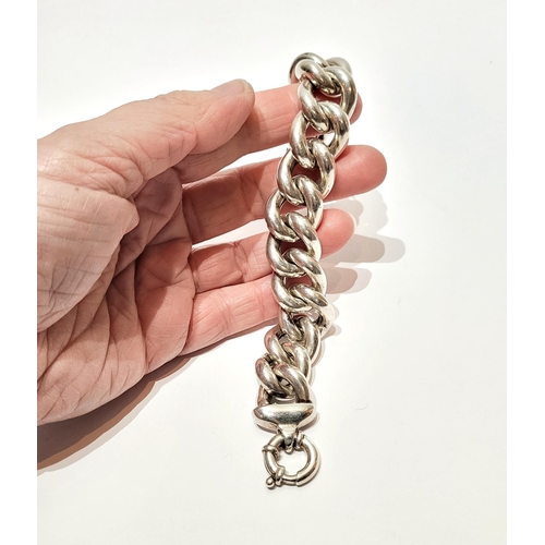 163 - A VERY GOOD QUALITY STERLING SILVER LINK BRACELET, opens to 20.5cm, weight: 2ozt. Marked 925.